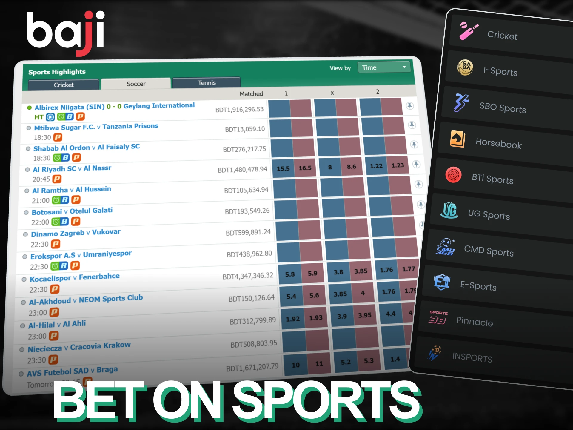Place your bets on sports in the official Baji Live sportsbook section.