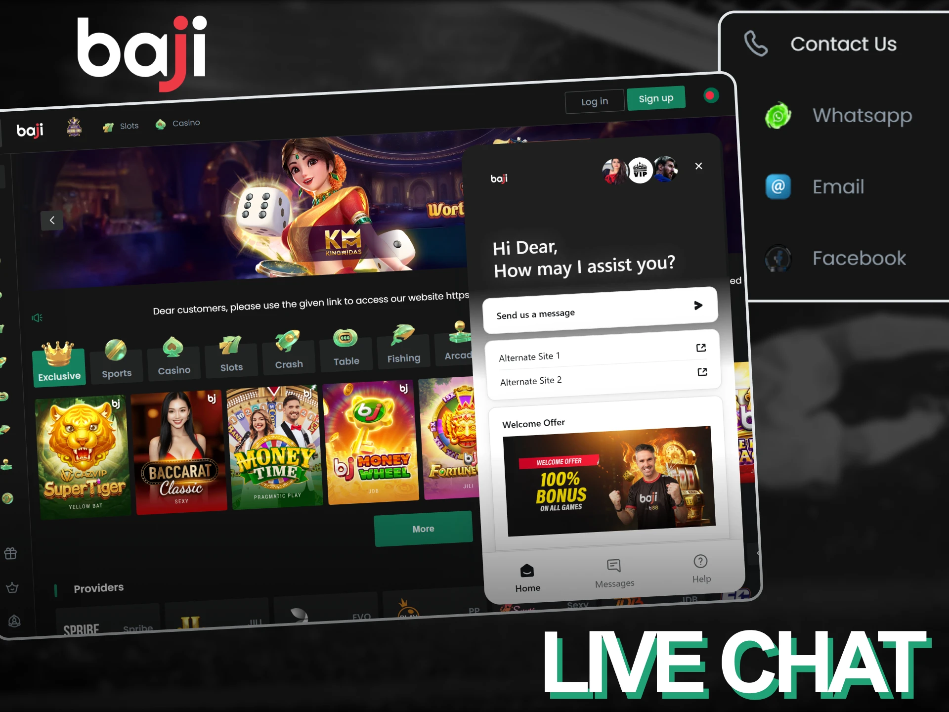 Launch the Baji Live customer support live chat for immediate real-time help.