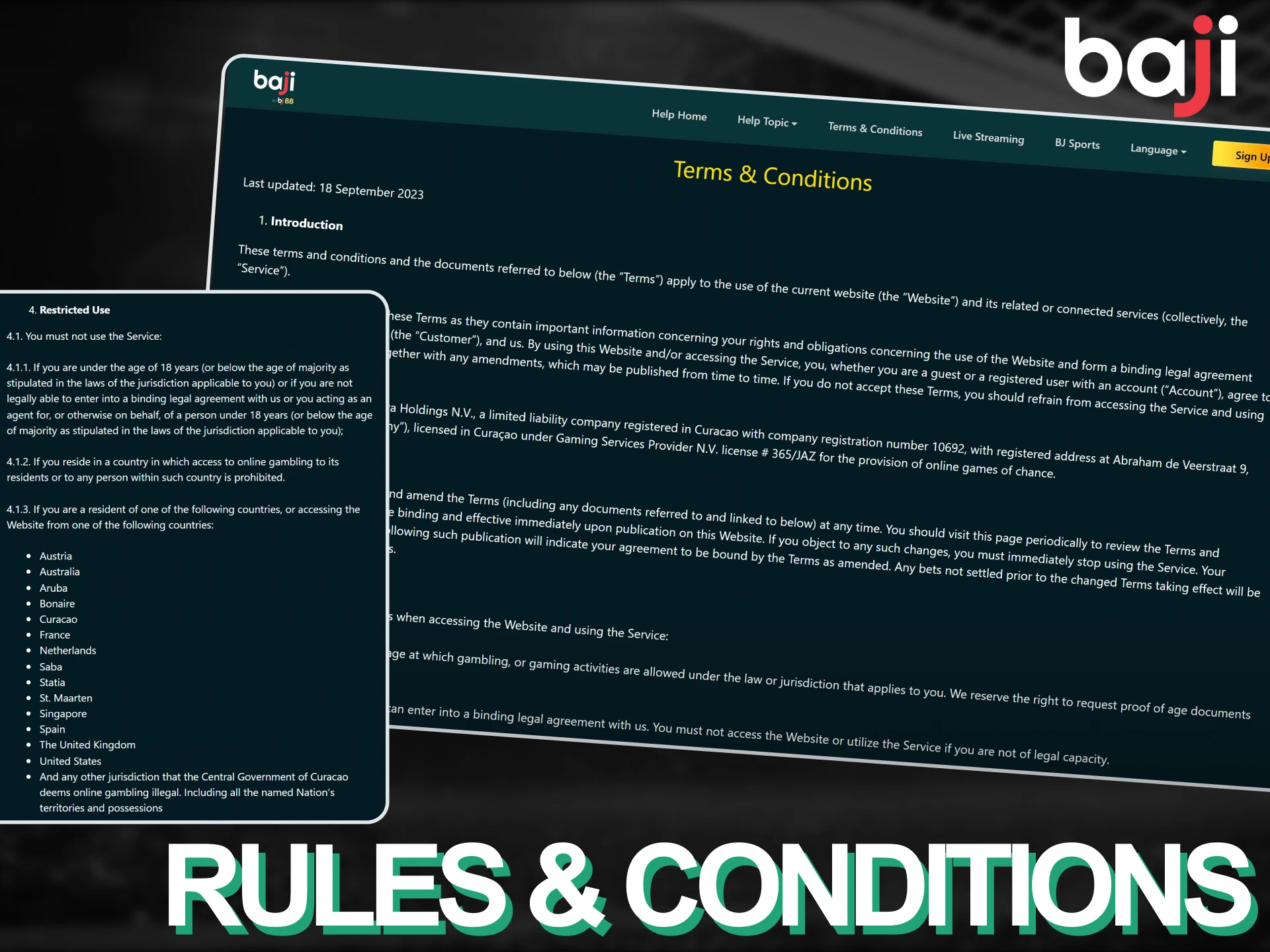 Review the essential rules and conditions for playing on the Baji Live platform.