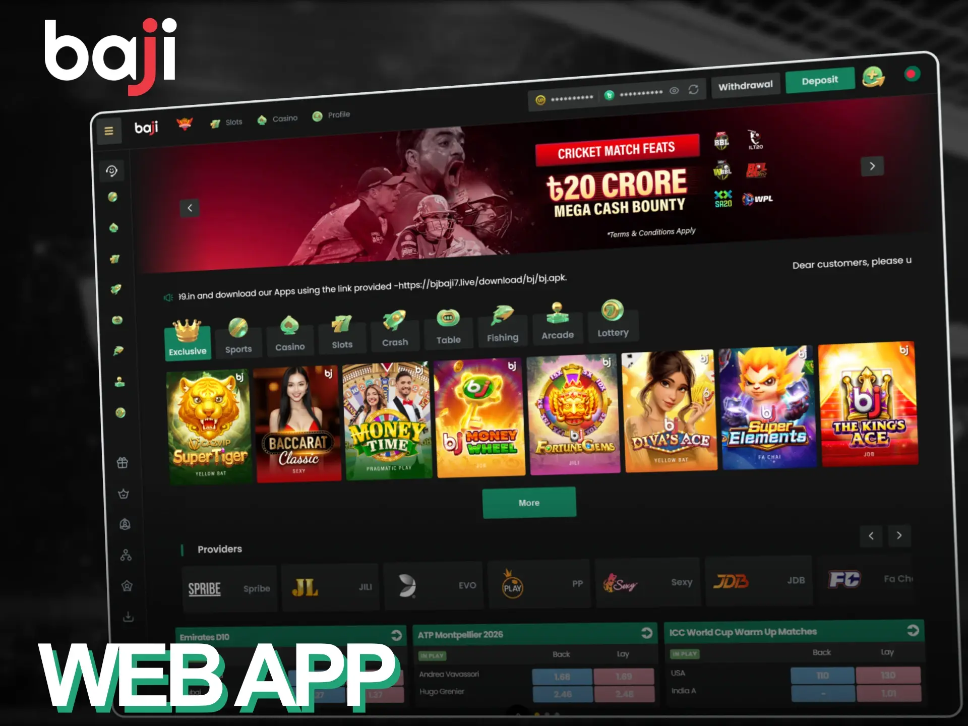 Install the Baji Live PWA to enjoy a fast mobile experience.